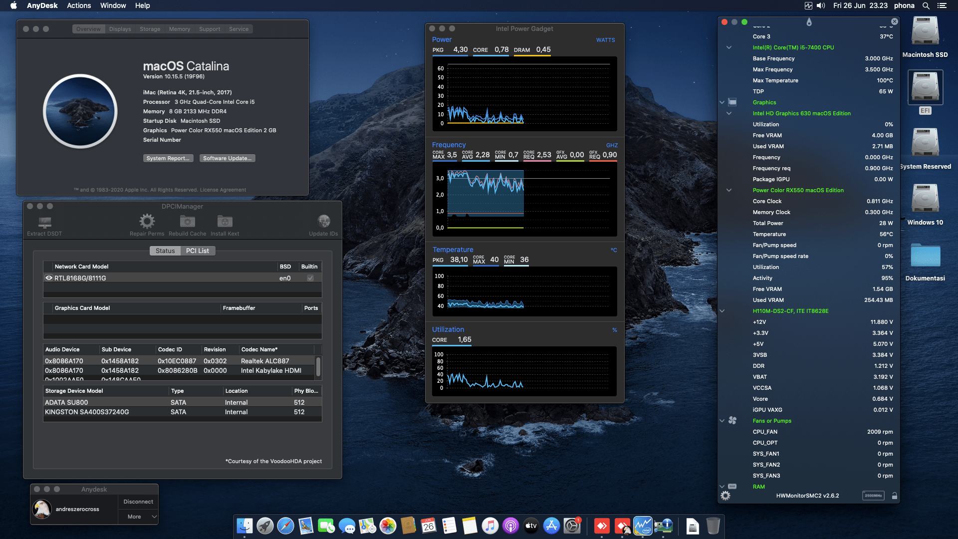 Success Hackintosh macOS Catalina 10.15.5 Build 19F96 in Gigabyte GA-H110M-DS2 + Intel Core i5 7400 + Power Color RX 550